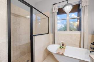 Master bathroom clawfoot tub & walk-in shower