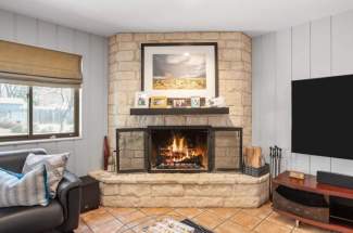 Masonry wood burning fireplace