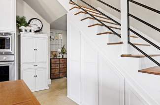 View from kitchen to master suite