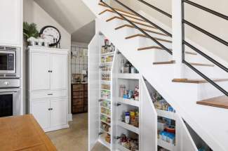 View from kitchen to master suite