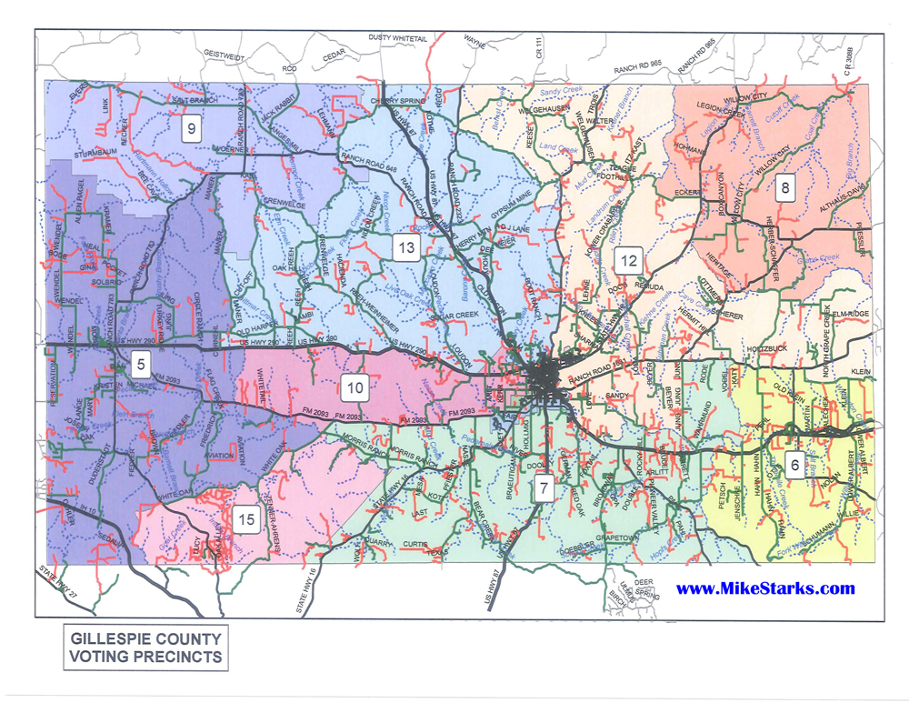 Voting precincts for Gillespie county and Fredericksburg TX